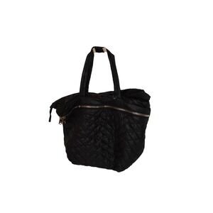 Dolce Vita Collection Black Quilted Puffer Tote Bag Gold Hardware